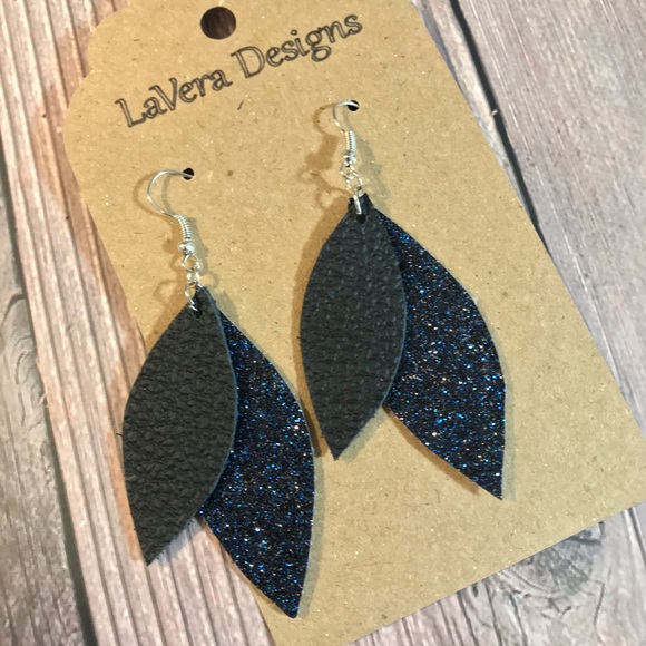 Genuine and Faux Leather Earrings - Picture 2 of 2